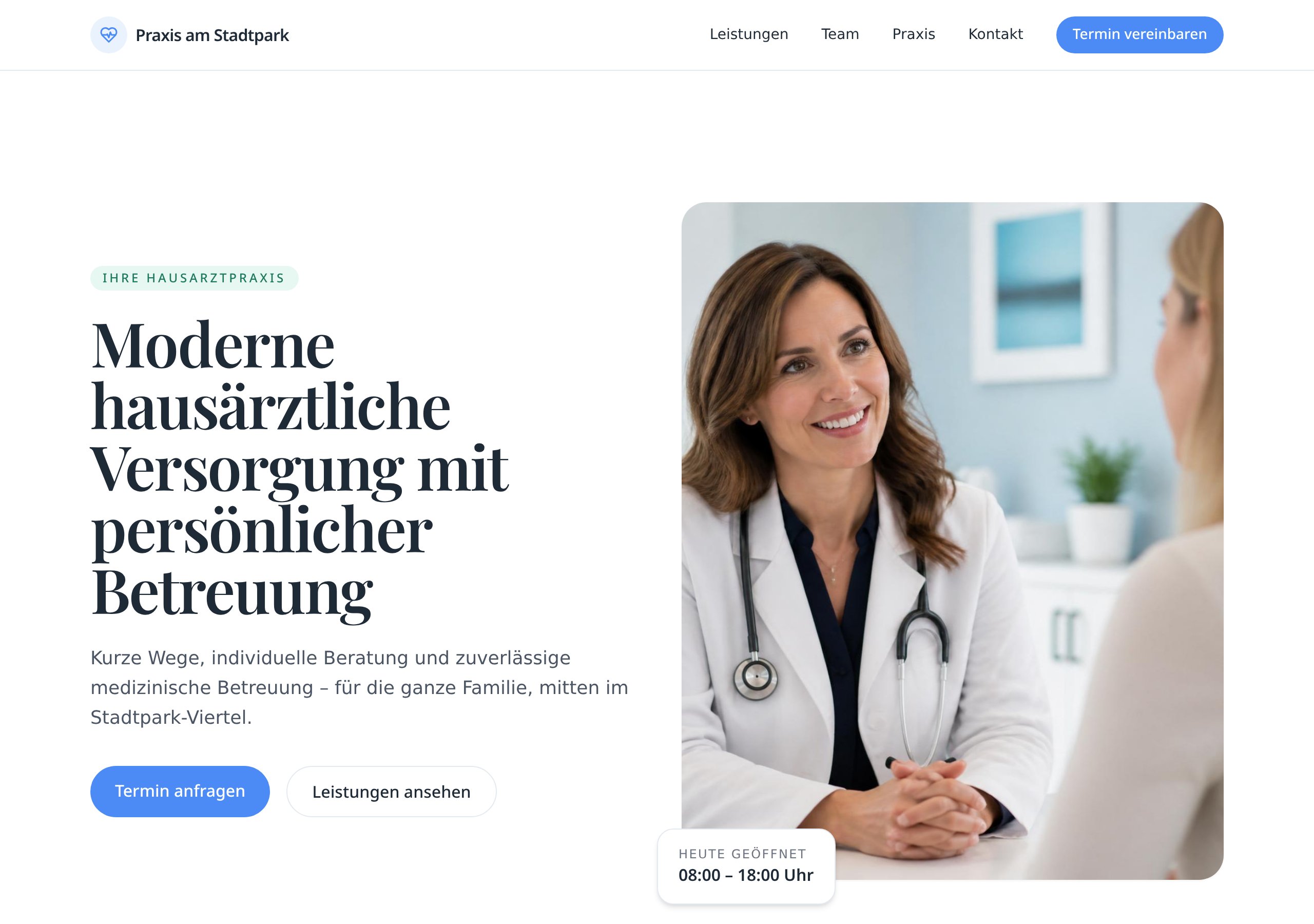 Vorschau der Demo-Website Arztpraxis