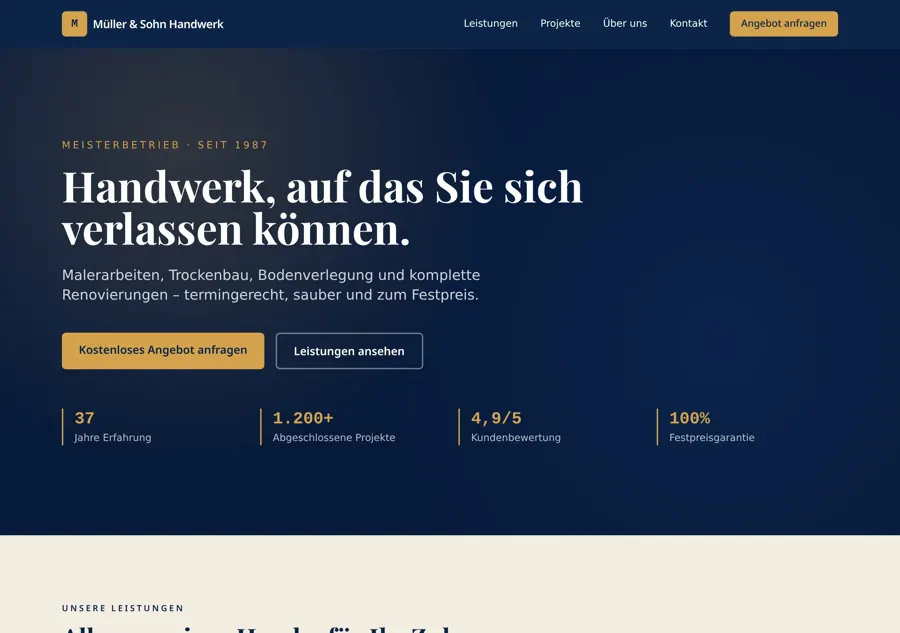 Demo-Website Handwerkerbetrieb